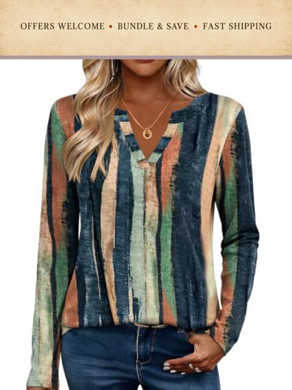 Zeagoo Women's Long Sleeve V-Neck Blouse Casual Dressy Top